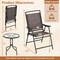 3 Piece Outdoor Bistro Set Round Tempered Glass Table with Umbrella Hole